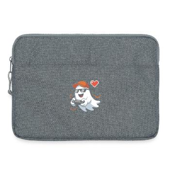 Retro Gamer Halloween Fantôme - Sacoche pour ordinateur portable 15 pouces - gris chiné - Devant