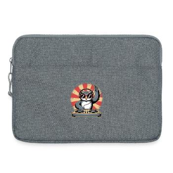DJ Eule mit Turntables - Laptoptasche 15" - Grau meliert - Vorne