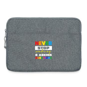 Never stop asking questions - Laptop bag 15" - heather grey - Front