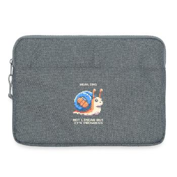 Heilung ist nicht linear | Fortschritt, Genesung - Laptoptasche 15" - Grau meliert - Vorne
