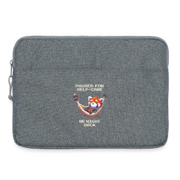 Pause pour prendre soin de soi | Arrière droit - Sacoche pour ordinateur portable 15 pouces - gris chiné - Devant