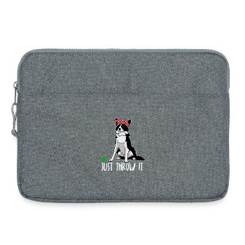 Il suffit de le jeter Border Collie Drôle Chien Papa Maman - Sacoche pour ordinateur portable 15 pouces - gris chiné - Devant