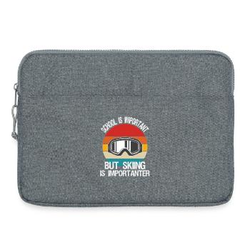 school is important but skiing is importanter - Laptop bag 15" - heather grey - Front