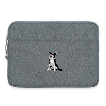 Patriotic Border Collie Lover USA Flag Dog Mom - Laptop bag 15" - heather grey - Front