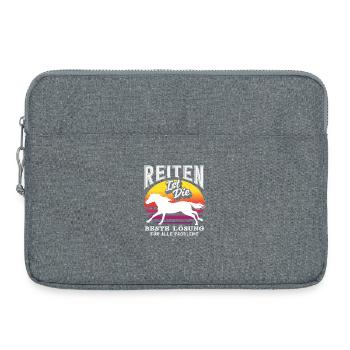 Retro Reiten Lösung Pferdemädchen Ponyfans Reiter - Laptoptasche 15" - Grau meliert - Vorne