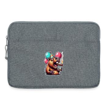 Fête Capybara avec ballons et cigare - Sacoche pour ordinateur portable 15 pouces - gris chiné - Devant