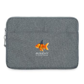 Mindset Goldfisch mit Helm, Motivationsspruch - Laptoptasche 15" - Grau meliert - Vorne