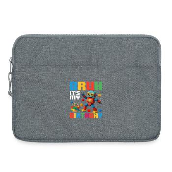 Bruh It’s My Birthday Funny Brick Builder - Laptop bag 15" - heather grey - Front