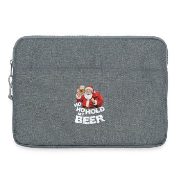 Weihnachtsmann mit Bier Spruch Ho Ho Hold my Beer - Laptoptasche 15" - Grau meliert - Vorne