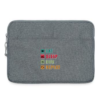 Eat Sleep Run Repeat Chemise de style de vie actif - Sacoche pour ordinateur portable 15 pouces - gris chiné - Devant