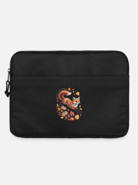Fuchs mit Herbstblättern - Laptoptasche 15" - Schwarz