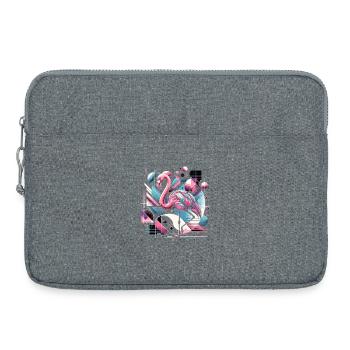 Néon flamant rose géométrique Pop des années 80 - Sacoche pour ordinateur portable 15 pouces - gris chiné - Devant