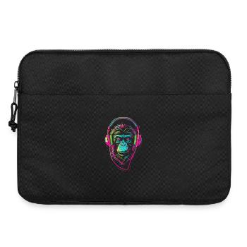 Singe néon avec casque - Sacoche pour ordinateur portable 15 pouces - noir - Devant