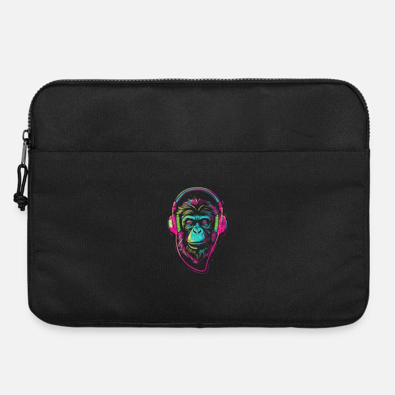 Neonaffe mit Kopfhörer - Laptoptasche 15" - Schwarz