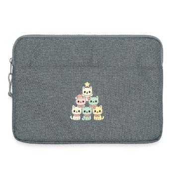 Katzen Weihnachtsbaum – Niedliches Xmas Katzen - Laptoptasche 15" - Grau meliert - Vorne