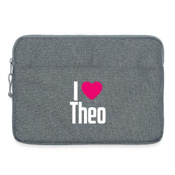 I Love Theo Pink Heart I Love Theo - Laptop bag 15" - heather grey - Front