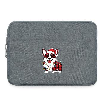 Chien Corgi Noël Plaid Rouge À Carreaux - Sacoche pour ordinateur portable 15 pouces - gris chiné - Devant