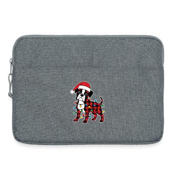 Chien Boxer Noël Plaid Rouge Carreaux - Sacoche pour ordinateur portable 15 pouces - gris chiné - Devant