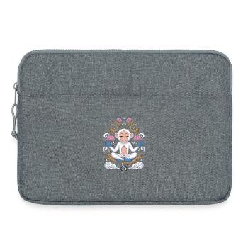 Meditating monkey with lotus bed and - Laptop bag 15" - heather grey - Front