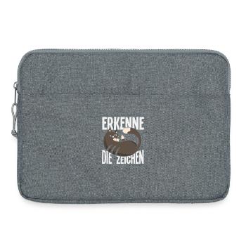 Erkenne die Zeichen - Freche Katzen-Message - Laptoptasche 15" - Grau meliert - Vorne
