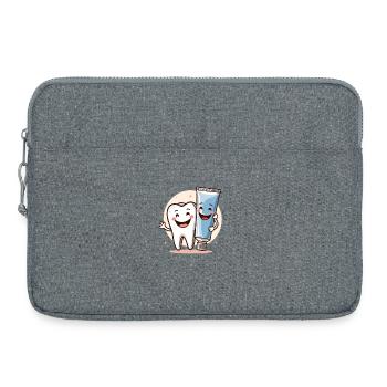 Lächelnder Zahn mit Zahnpasta - Laptoptasche 15" - Grau meliert - Vorne