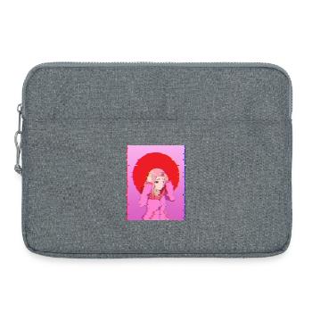 Glitch Aesthetic Anime Girl Digital Art Design - Laptop bag 15" - heather grey - Front