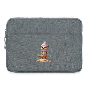Suricate sur roche avec écharpe et chapeau - Sacoche pour ordinateur portable 15 pouces - gris chiné - Devant