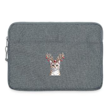 Kätzchen Mit Rentiergeweih Und Weihnachtskugeln - Laptoptasche 15" - Grau meliert - Vorne