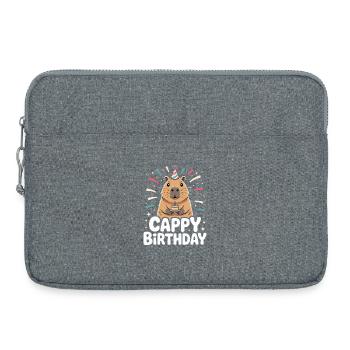 Capybara Anniversaire Cappy Anniversaire Drôle de capy - Sacoche pour ordinateur portable 15 pouces - gris chiné - Devant