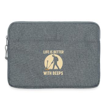Life Is Better With Beeps Metal Detecting Treasure - Laptop bag 15" - heather grey - Front