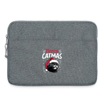 Joyeux Catmas, motif drôle de chat de Noël - Sacoche pour ordinateur portable 15 pouces - gris chiné - Devant
