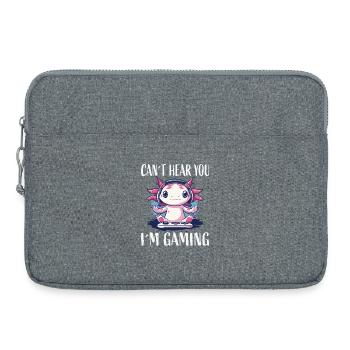 Gaming Axolotl mit Headset - Laptoptasche 15" - Grau meliert - Vorne
