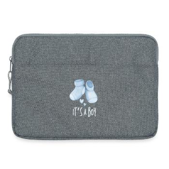 Blaue Babystiefel, es ist ein Junge - Laptoptasche 15" - Grau meliert - Vorne