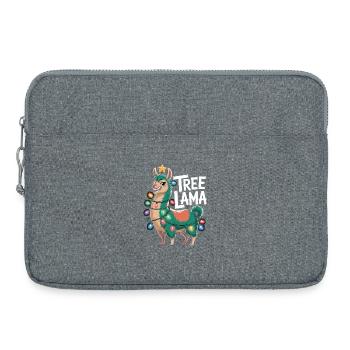 Tree Lama Weihnachts Shirt Lama mit Lichterkette - Laptoptasche 15" - Grau meliert - Vorne