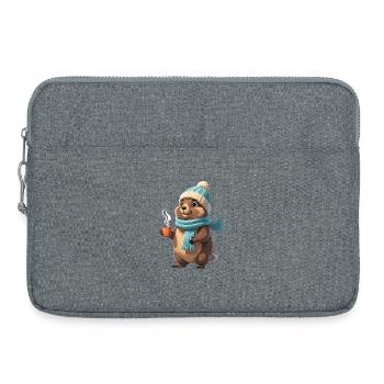 Winterotter mit Tasse - Laptoptasche 15" - Grau meliert - Vorne