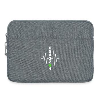 Motif de changement de vitesse de moto avec battement de cœur – Biker - Sacoche pour ordinateur portable 15 pouces - gris chiné - Devant