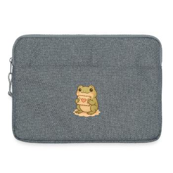 Cute frog with love letter illustration - Laptop bag 15" - heather grey - Front