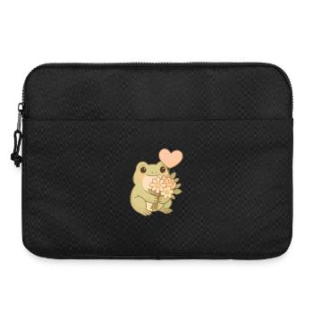 Kawaii Frosch mit Blumen – Cute Frogcore Art - Laptoptasche 15" - Schwarz - Vorne