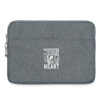 Saxophone In My Veins Heart Saxophone Player - Laptop bag 15" - heather grey - Front