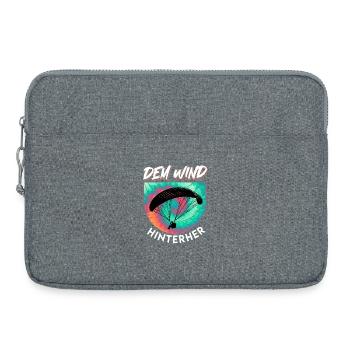 Gleitschirmflieger DEM WIND HINTERHER Lustig - Laptoptasche 15" - Grau meliert - Vorne
