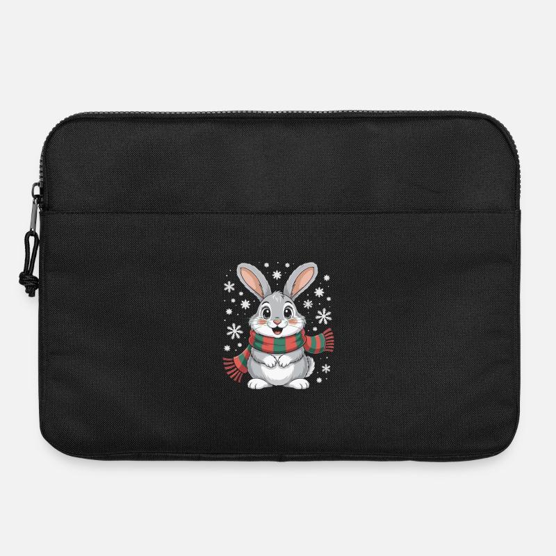 Lapin d’hiver avec écharpe - Sacoche pour ordinateur portable 15 pouces - noir