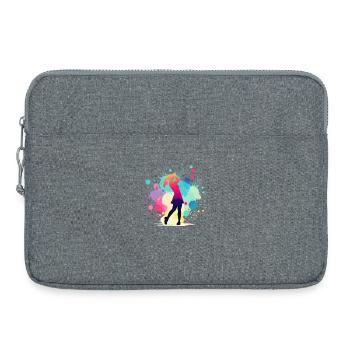 Golf, Golferin, Golfspielerin Frau, Golfgrafik - Laptoptasche 15" - Grau meliert - Vorne