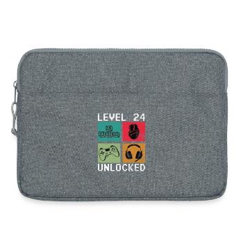 Level 24 Unlocked Pixel Gear - Laptoptasche 15" - Grau meliert - Vorne