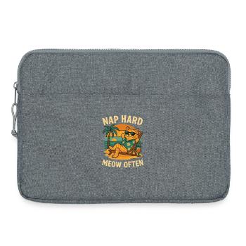 Katzenstrand Nap Hard Meow Often - Laptoptasche 15" - Grau meliert - Vorne