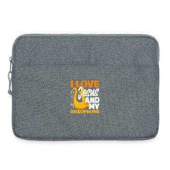 I Love Jesus and My Saxophone Saxophonist - Laptop bag 15" - heather grey - Front
