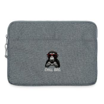 Gamer Affe mit Controller & Sonnenbrille Chill Bro - Laptoptasche 15" - Grau meliert - Vorne