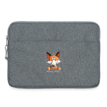 Funny Fox Hello Da Cartoon Saying - Laptop bag 15" - heather grey - Front