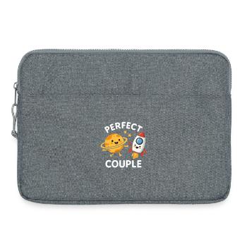 Couple Parfait : Planète mignonne et aventure avec fusée - Sacoche pour ordinateur portable 15 pouces - gris chiné - Devant