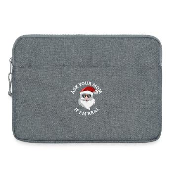 Frag deine Mutter, ob ich der echte Weihnachtsmann - Laptoptasche 15" - Grau meliert - Vorne
