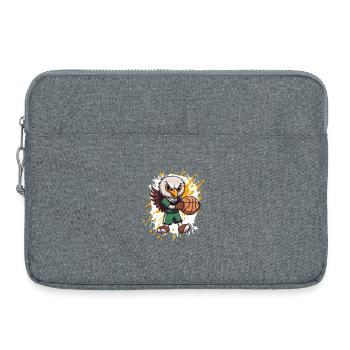 Basketball-Eule im Grünen Trikot - Laptoptasche 15" - Grau meliert - Vorne